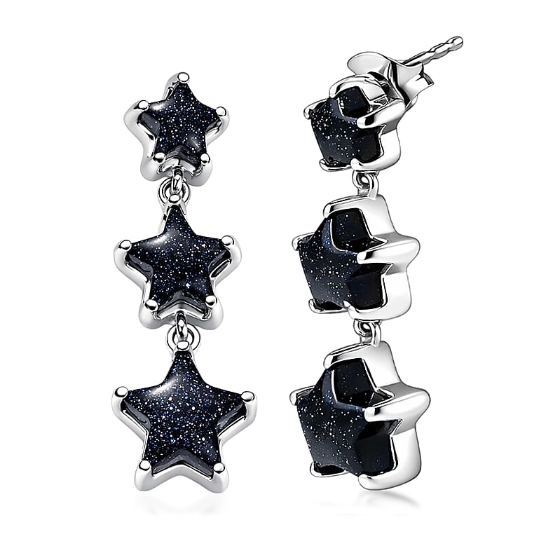 GP Whispers of Murano Style Star Earrings in Rhodium Over Sterling Silver