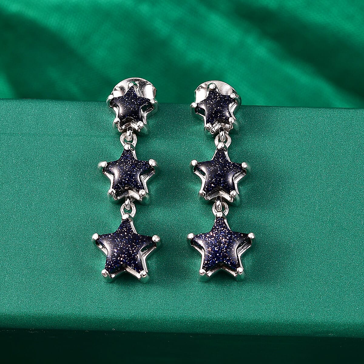 GP Murano Glass Star Earrings in Rhodium Over Sterling Silver image number 1