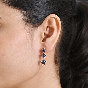 GP Murano Glass Star Earrings in Rhodium Over Sterling Silver