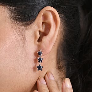 GP Murano Glass Star Earrings in Rhodium Over Sterling Silver