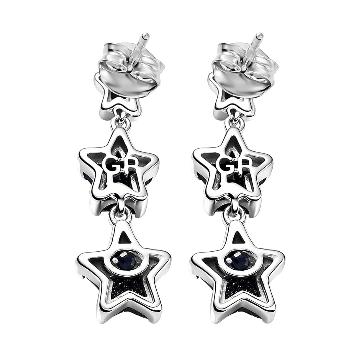GP Whispers of Murano Style Star Earrings in Rhodium Over Sterling Silver (Del. in 8-10 Days)