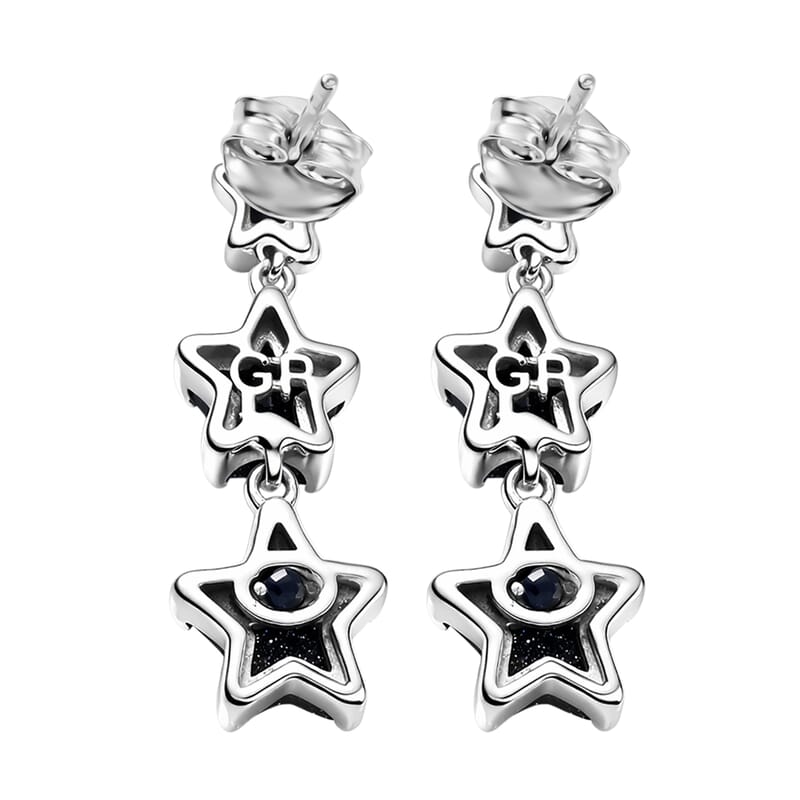 GP Whispers of Murano Glass Star Earrings in Rhodium Over Sterling Silver