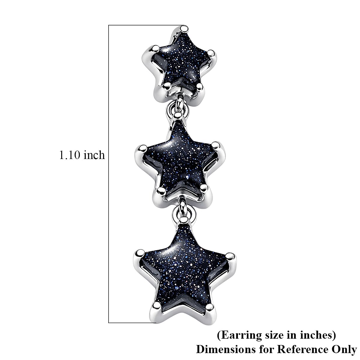 GP Whispers of Murano Style Star Earrings in Rhodium Over Sterling Silver (Del. in 8-10 Days)