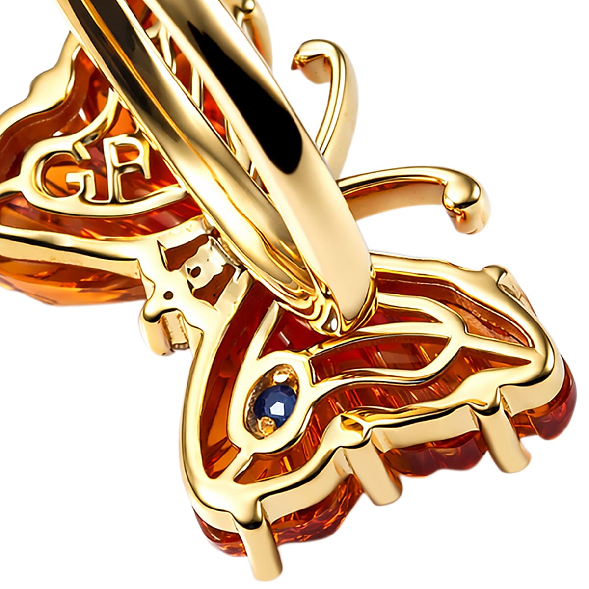 GP Whispers of Murano Style and White Zircon 0.10 ctw Butterfly Ring in 18K Vermeil Yellow Gold Over Sterling Silver (Size 10.0) (Del. in 8-10 Days) image number 7