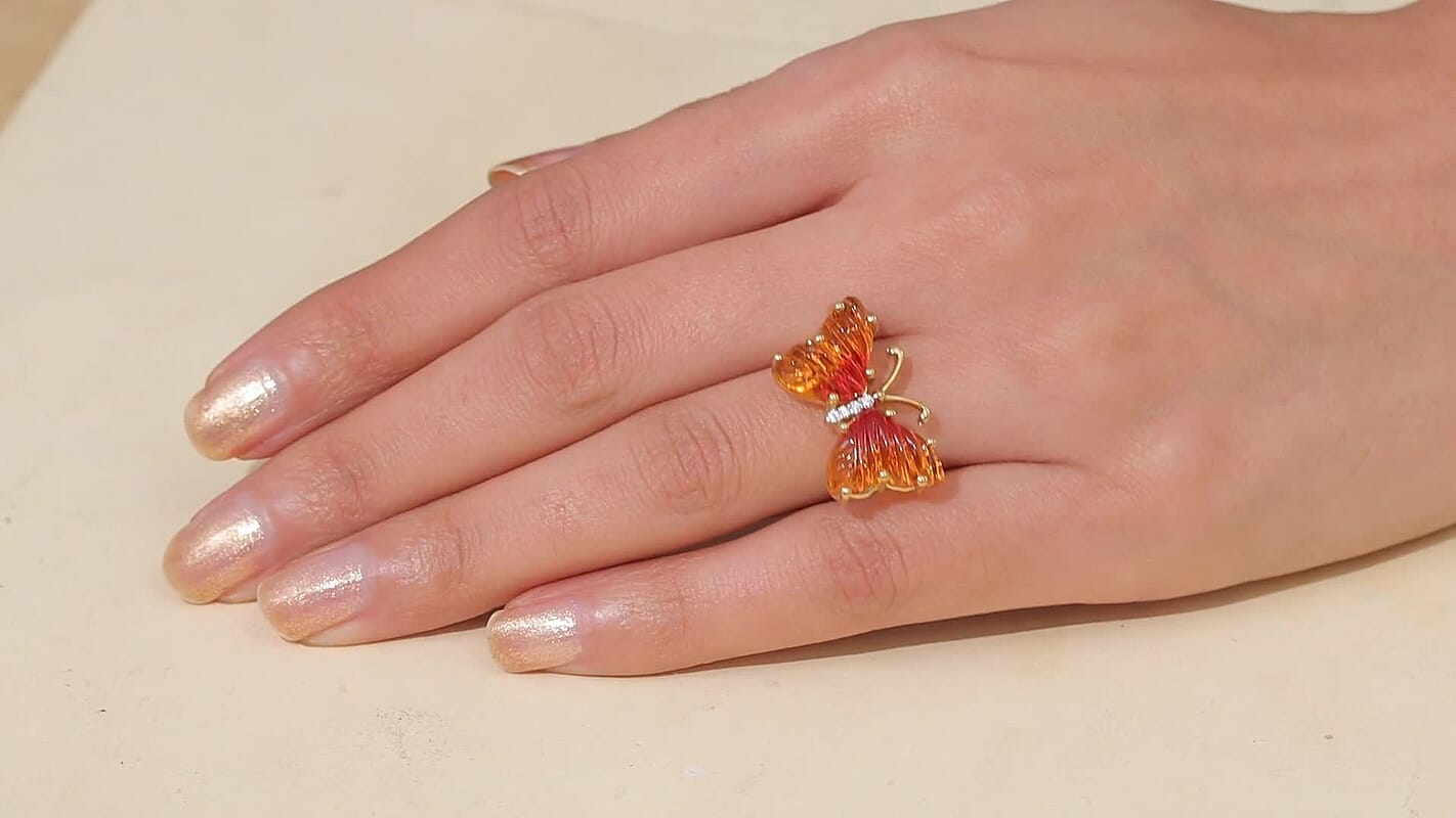 GP Murano Style, White Zircon Ring in 18K Vermeil YG Over Sterling Silver (Size 10.0) 0.10 ctw