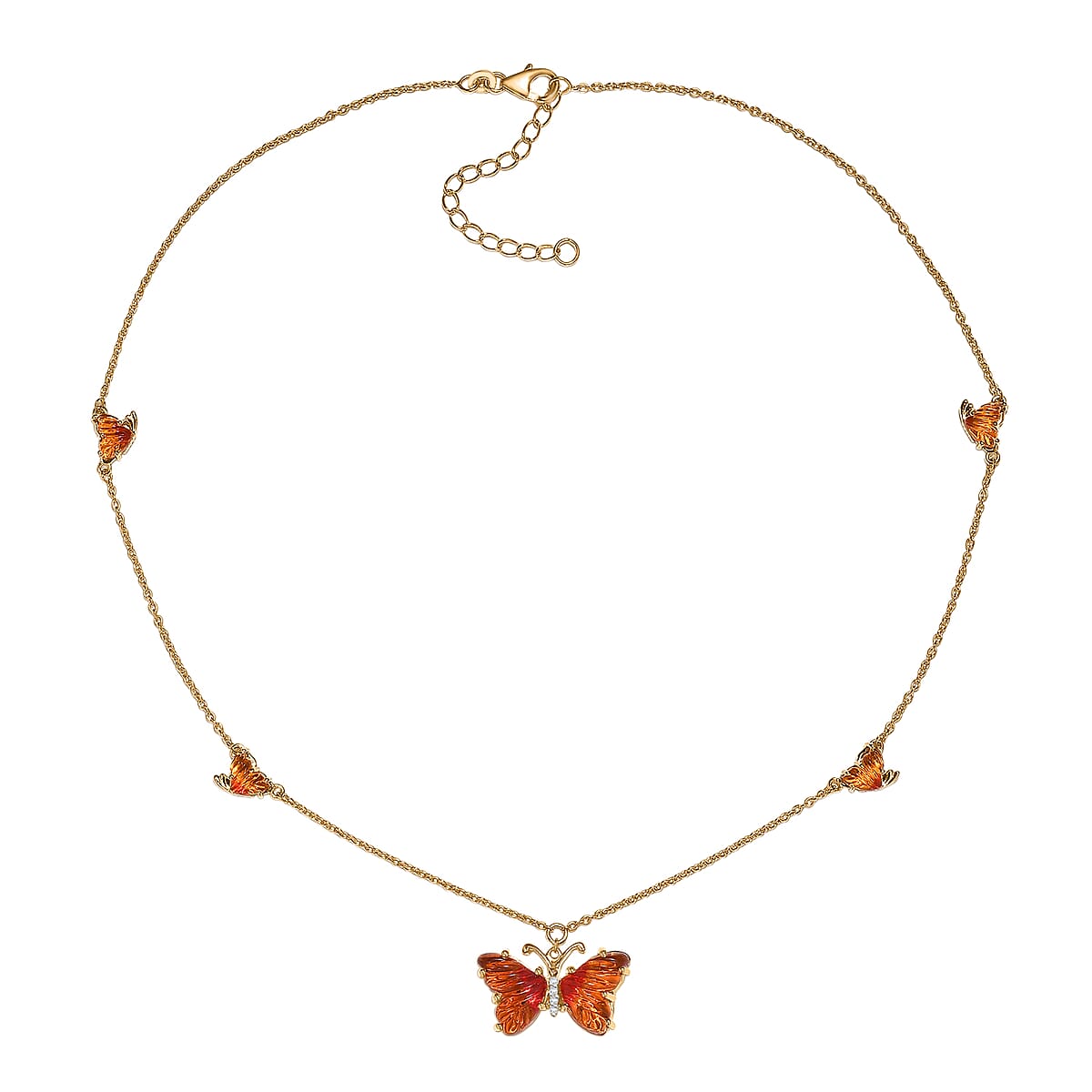 GP Whispers of Murano Style and White Zircon 0.10 ctw Butterfly Necklace in 18K Vermeil Yellow Gold Over Sterling Silver 18-20 Inches image number 4