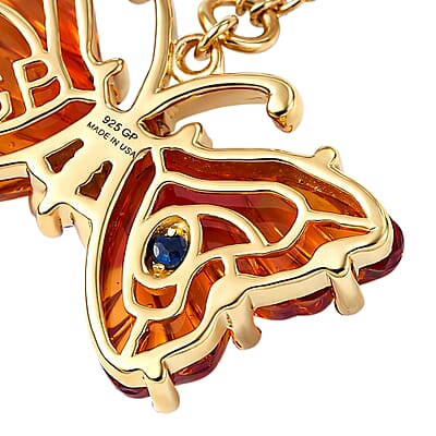 GP Whispers of Murano Style and White Zircon 0.10 ctw Butterfly Necklace in 18K Vermeil Yellow Gold Over Sterling Silver 18-20 Inches