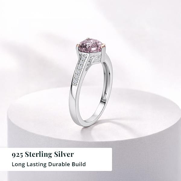 Premium Pink Morganite and Luxuriant Lab Grown Diamond G-H SI 1.70 ctw Forever Blush Heart Ring in 18K Vermeil RG and Rhodium Over Sterling Silver (Size 7.0)
