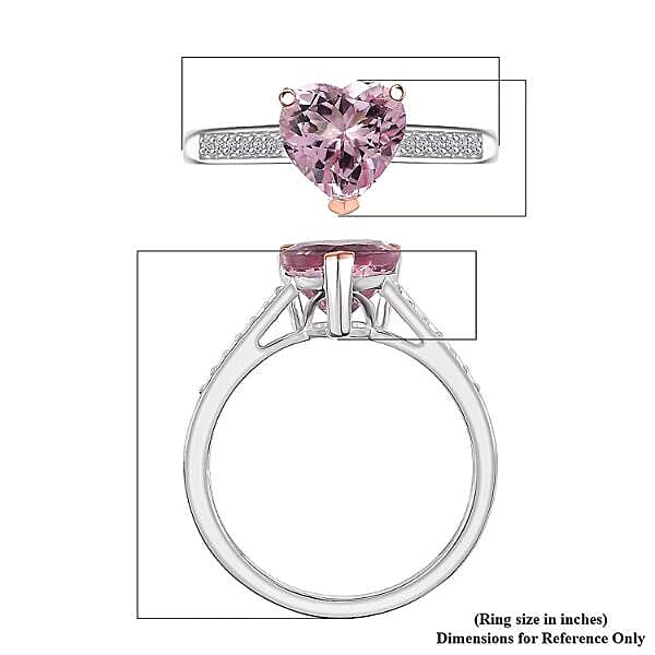 Premium Pink Morganite and Luxuriant Lab Grown Diamond G-H SI 1.70 ctw Forever Blush Heart Ring in 18K Vermeil RG and Rhodium Over Sterling Silver (Size 7.0)