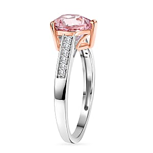 Premium Pink Morganite and Luxuriant Lab Grown Diamond G-H SI 1.70 ctw Forever Blush Heart Ring in 18K Vermeil RG and Rhodium Over Sterling Silver (Size 7.0)