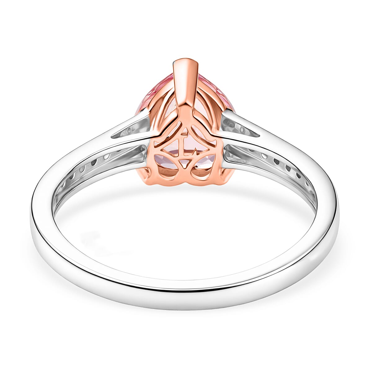 Premium Pink Morganite and Luxuriant Lab Grown Diamond G-H SI 1.70 ctw Forever Blush Heart Ring in 18K Vermeil RG and Rhodium Over Sterling Silver (Size 7.0) image number 4
