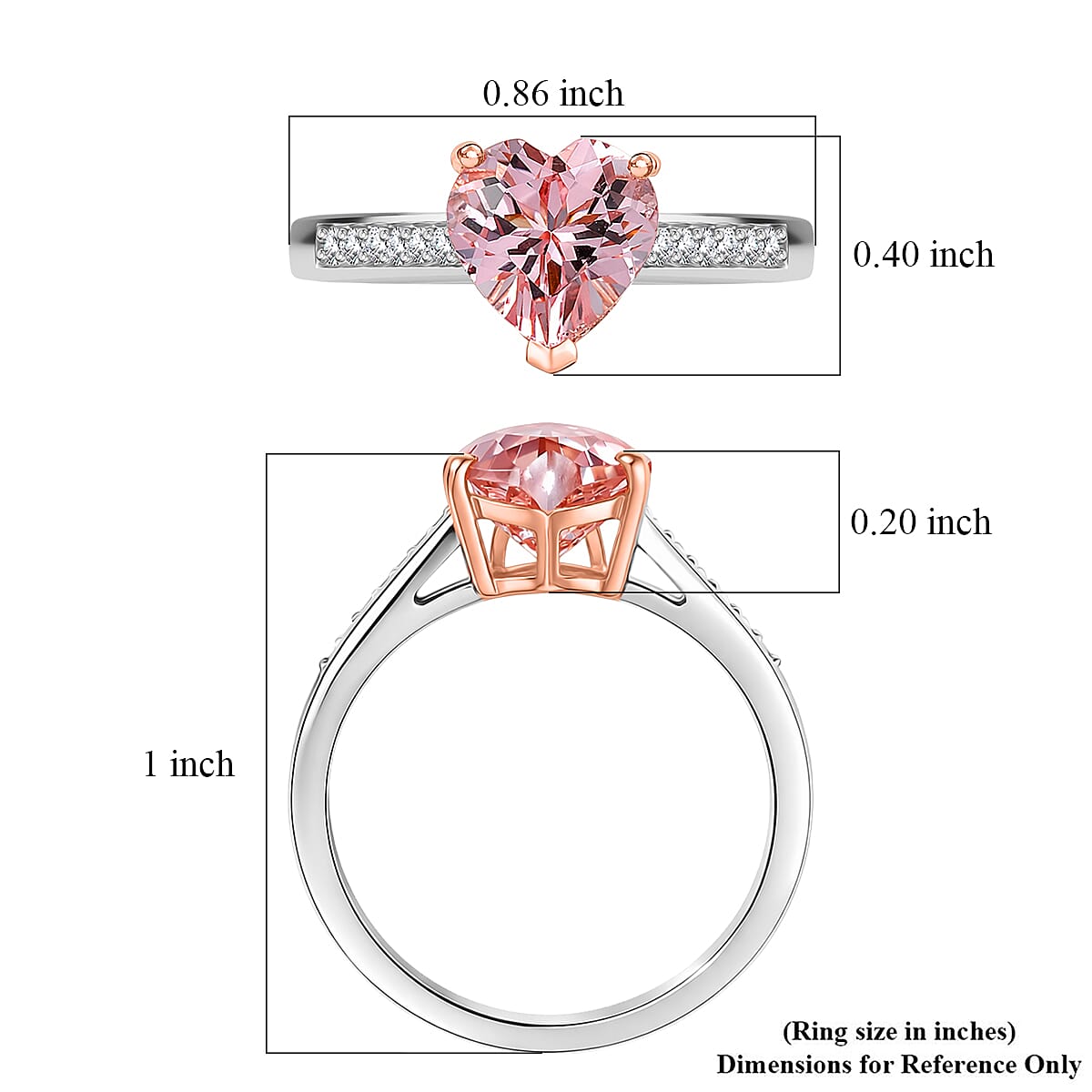 Premium Pink Morganite and Luxuriant Lab Grown Diamond G-H SI 1.70 ctw Forever Blush Heart Ring in 18K Vermeil RG and Rhodium Over Sterling Silver (Size 7.0) image number 5