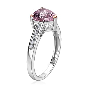 Premium Pink Morganite and Luxuriant Lab Grown Diamond G-H SI 1.70 ctw Forever Blush Heart Ring in 18K Vermeil RG and Rhodium Over Sterling Silver (Size 7.0)