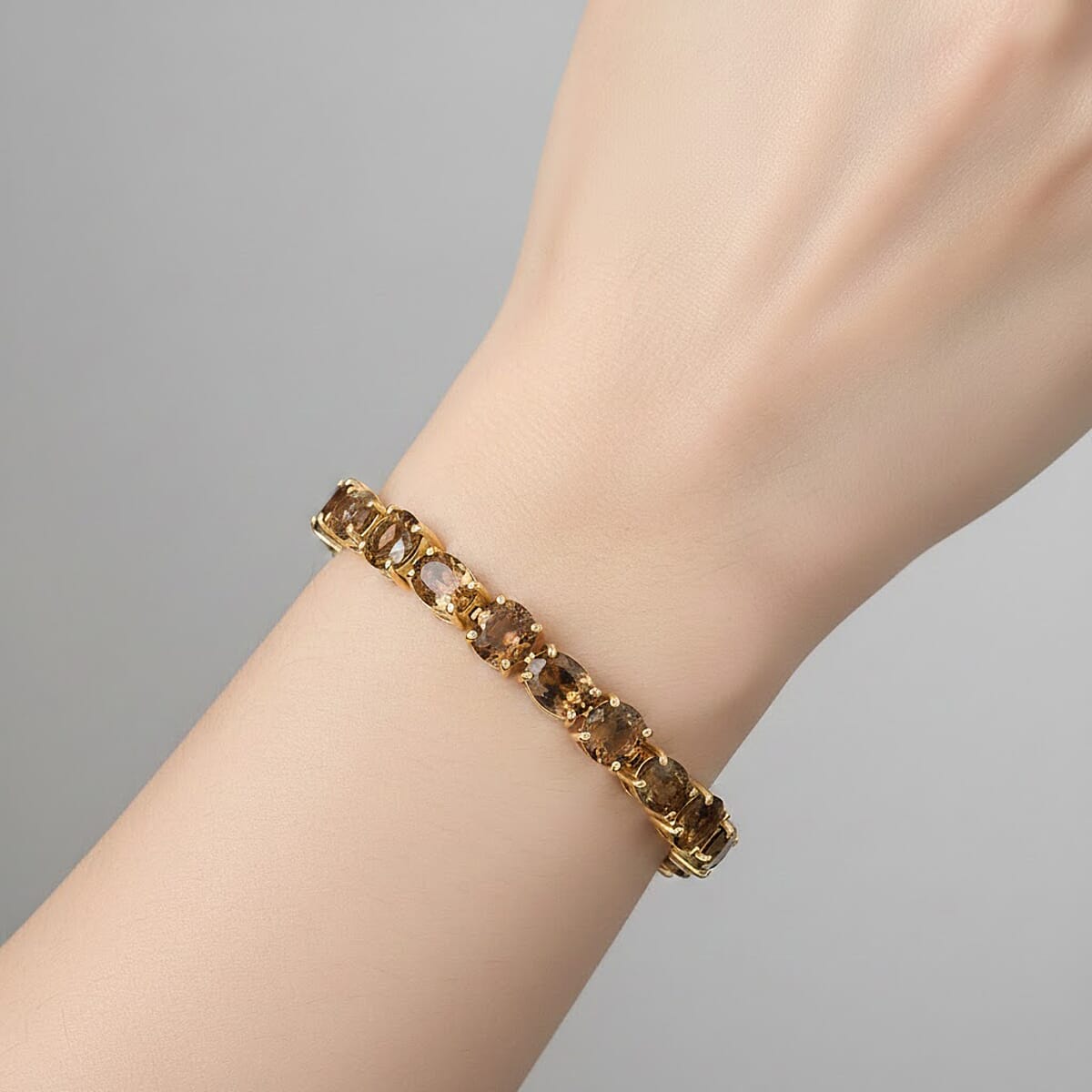 EverTrue Autumn Alexite 19.85 ctw Fireline Bracelet in 18K YG Plated (7.25 In) image number 2