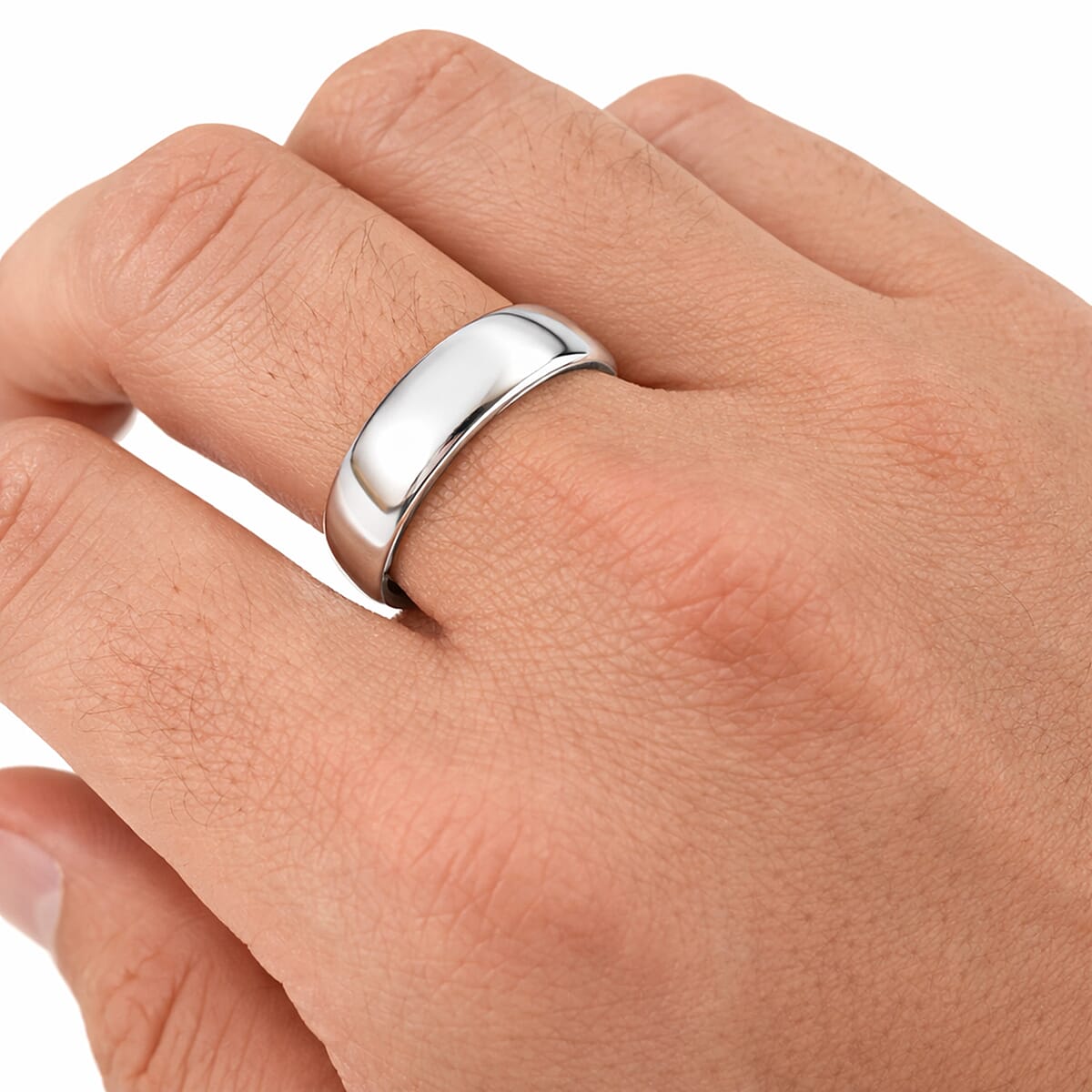 D'Joy Band Men's Ring in Rhodium Over Sterling Silver (Size 10.0) 6.25 Grams image number 2