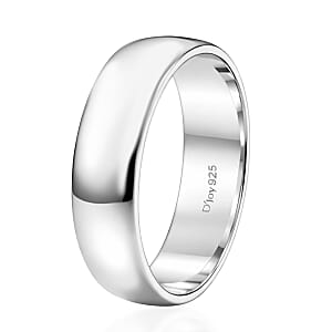 D'Joy Band Men's Ring in Rhodium Over Sterling Silver (Size 10.0) 6.25 Grams