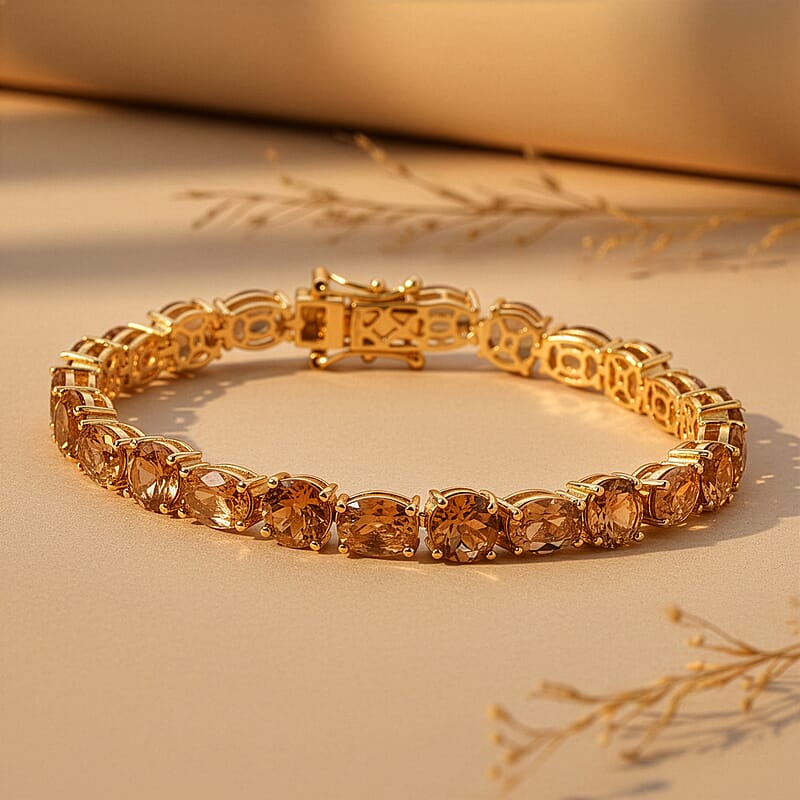 EverTrue Autumn Alexite 18.35 ctw Fireline Bracelet in 18K YG Plated (6.50 In)