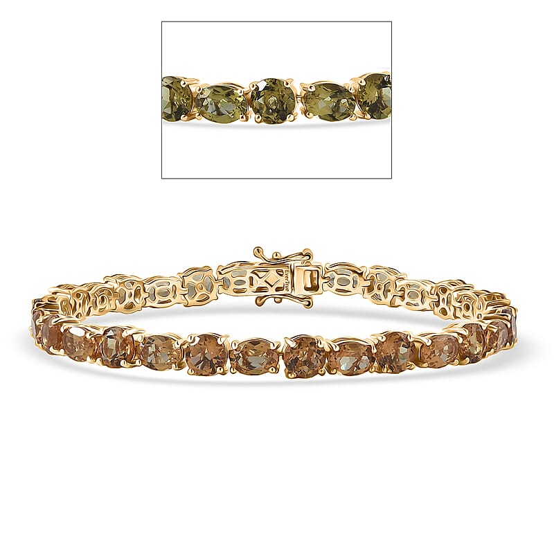EverTrue Autumn Alexite 22.90 ctw Fireline Bracelet in 18K YG Plated (8.00 In)