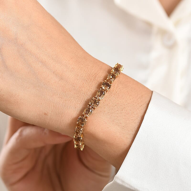 EverTrue Autumn Alexite 22.90 ctw Fireline Bracelet in 18K YG Plated (8.00 In)