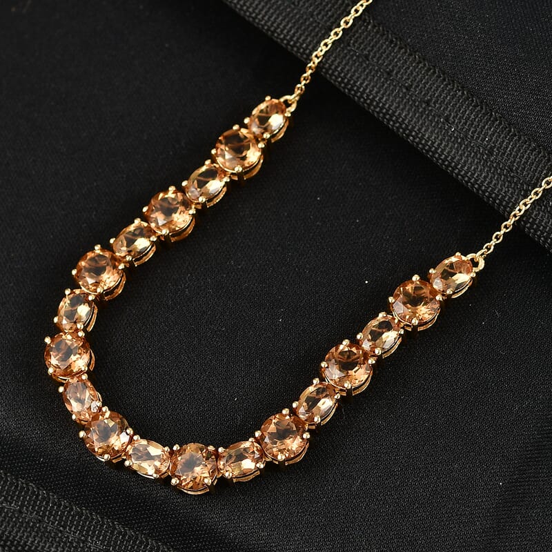 EverTrue Autumn Alexite 19.00 ctw Necklace in 18K YG Plated with ION Plated YG Stainless Steel 18-20 Inches