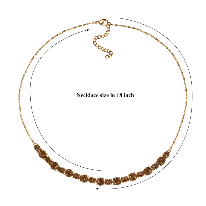 EverTrue Autumn Alexite 19.00 ctw Necklace in 18K YG Plated with ION Plated YG Stainless Steel 18-20 Inches