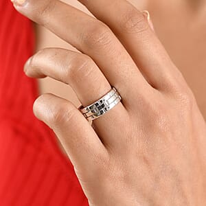 D'Joy Band Men's Ring in Rhodium Over Sterling Silver (Size 10.0) 6.85 Grams