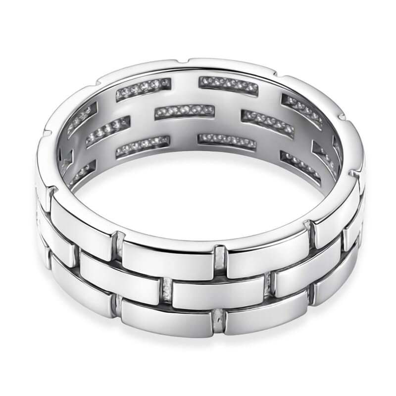 D'Joy Band Men's Ring in Rhodium Over Sterling Silver (Size 13.0) 6.85 Grams