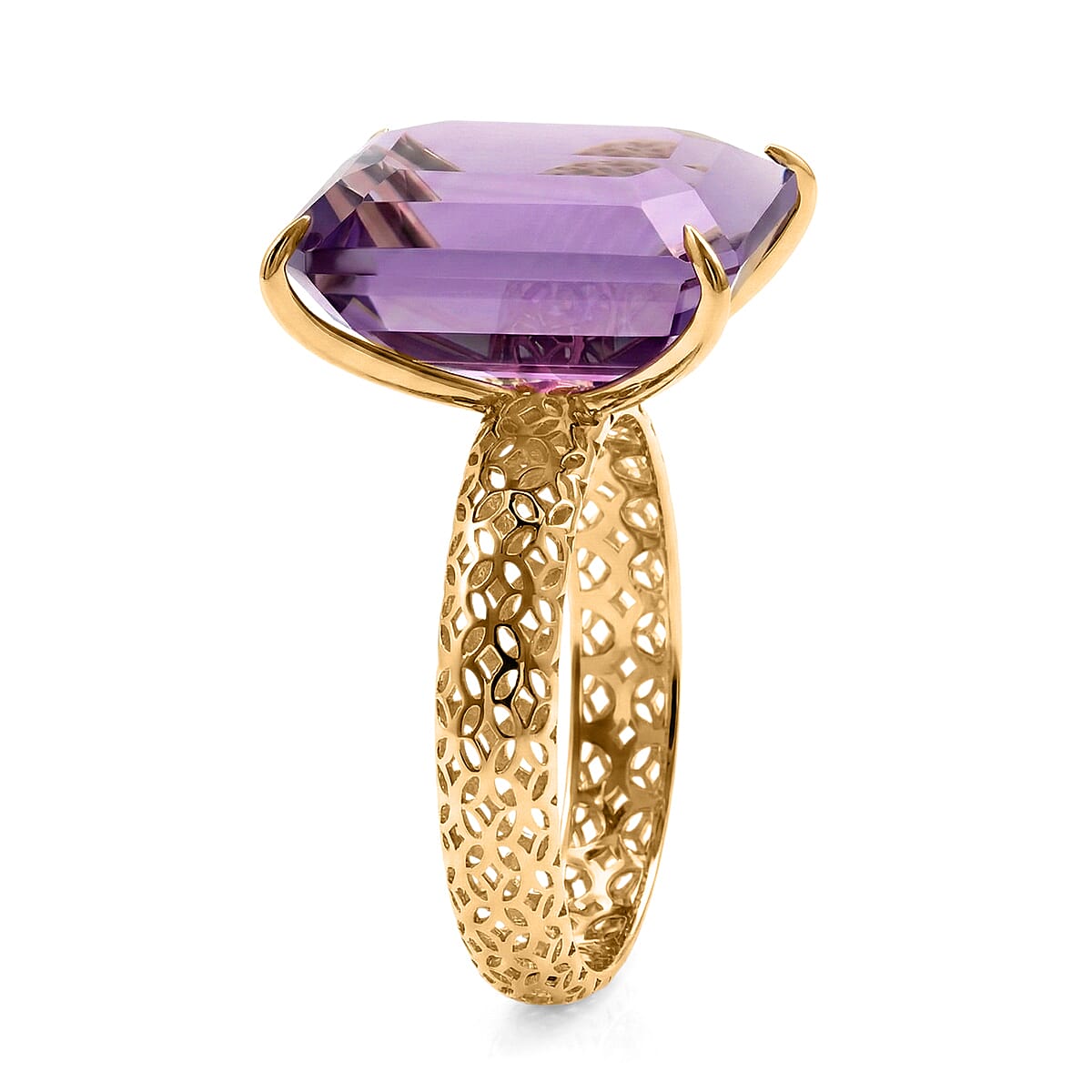 Mirage Collection 10K Yellow Gold Premium Lusaka Amethyst Solitaire Ring (Size 6.0) 7.25 ctw image number 3