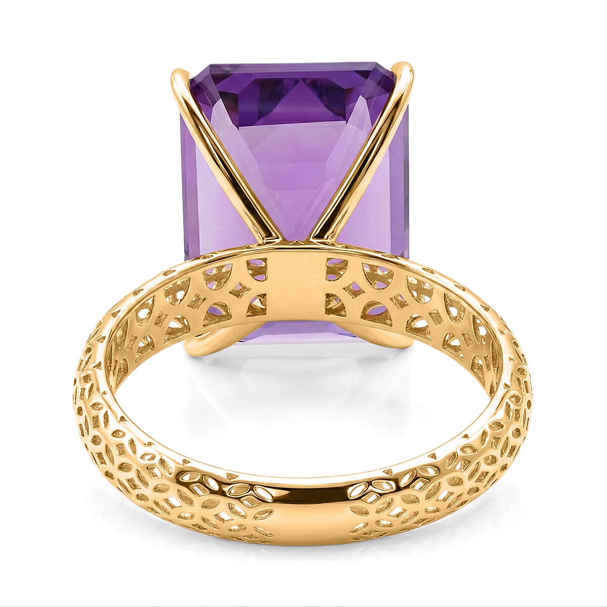 Mirage Collection 10K Yellow Gold Premium Lusaka Amethyst Solitaire Ring (Size 6.0) 7.25 ctw image number 4