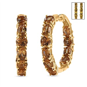 EverTrue Autumn Alexite 8.90 ctw Fireline Hoop Earrings in 18K YG Plated