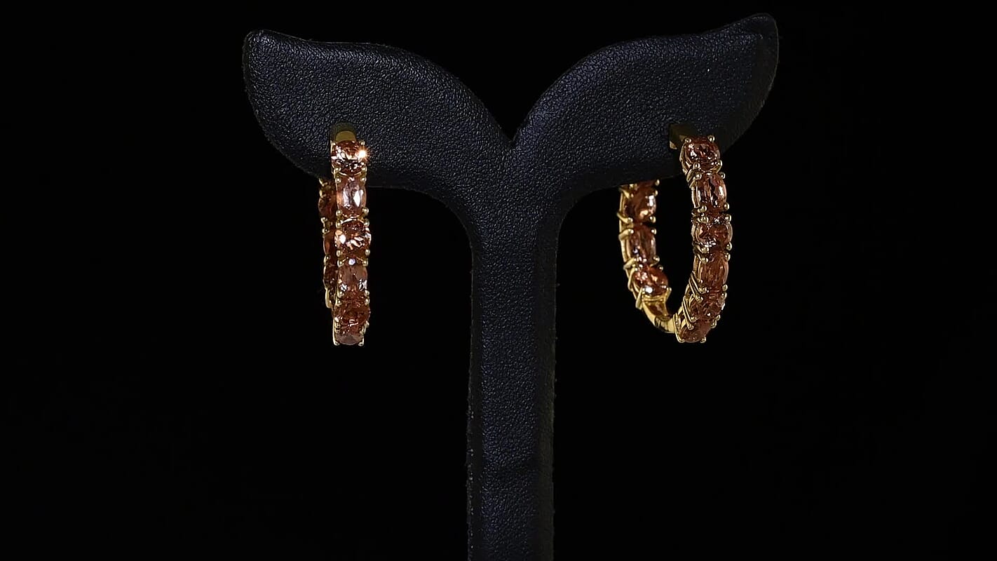 EverTrue Autumn Alexite 8.90 ctw Fireline Hoop Earrings in 18K YG Plated