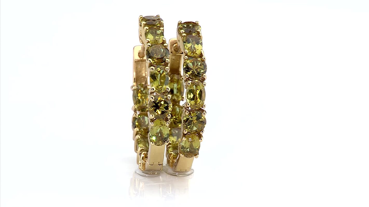 EverTrue Autumn Alexite 8.90 ctw Fireline Hoop Earrings in 18K YG Plated