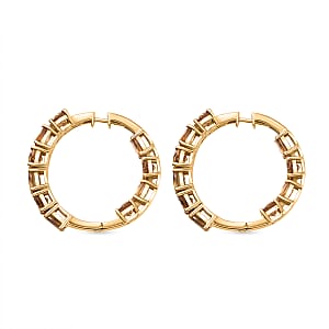 EverTrue Autumn Alexite 8.90 ctw Fireline Hoop Earrings in 18K YG Plated