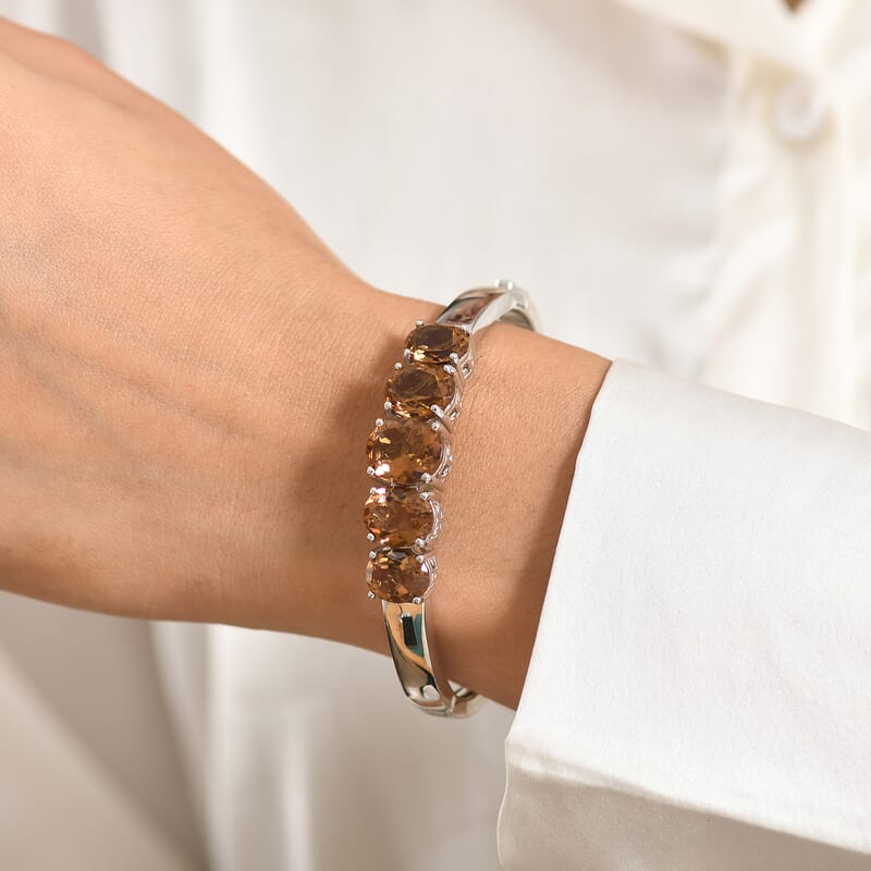 EverTrue Autumn Alexite  16.80 ctw Fireline Bangle Bracelet in Platinum Bond (6.50 In)