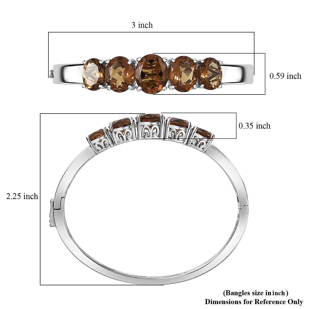 EverTrue Autumn Alexite  16.80 ctw Fireline Bangle Bracelet in Platinum Bond (6.50 In) image number 5