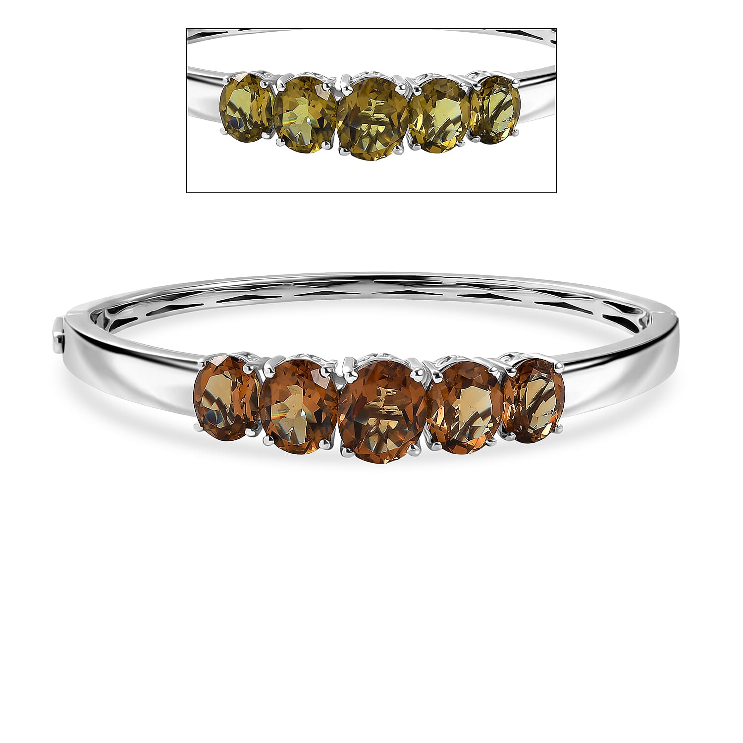 EverTrue Autumn Alexite 16.80 ctw Fireline Bangle Bracelet in Platinum Bond (7.25 In)