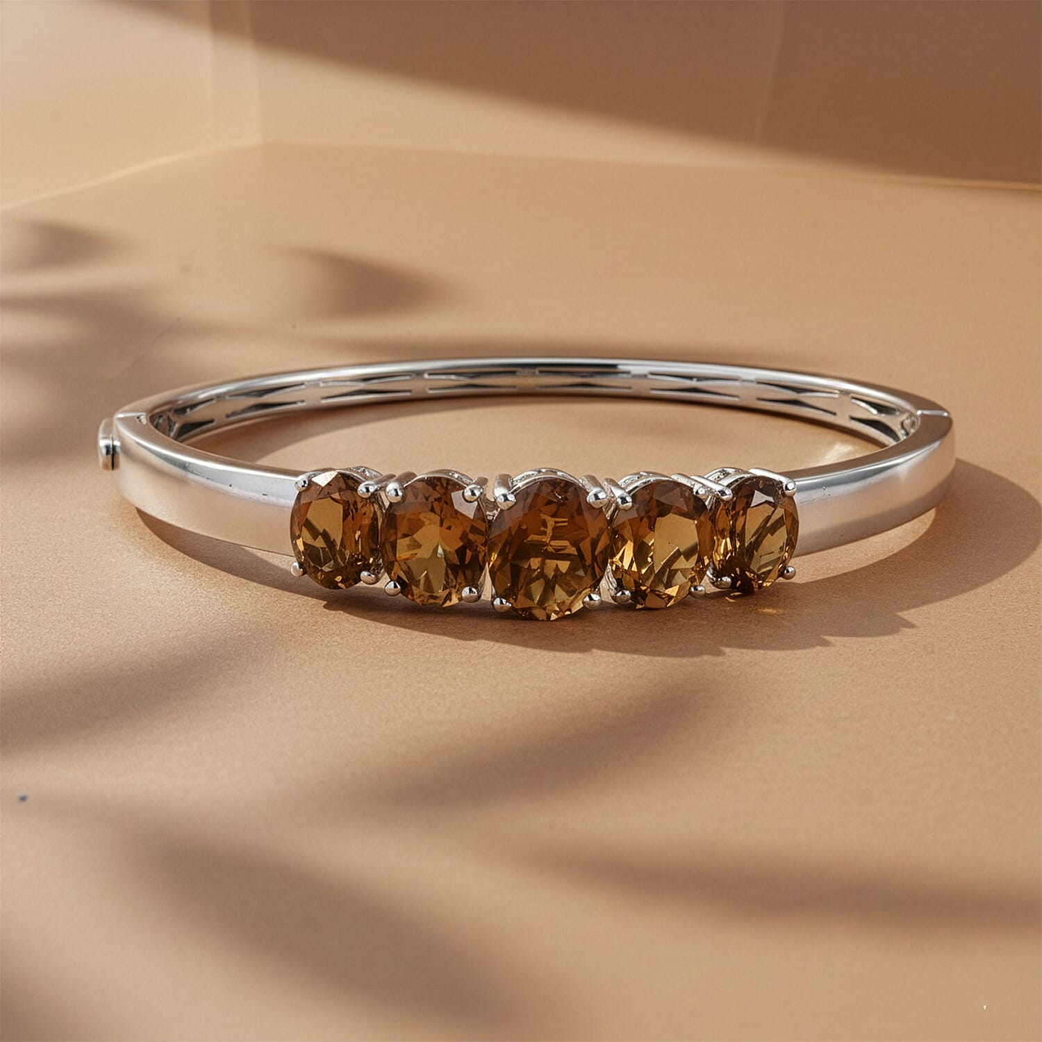 EverTrue Autumn Alexite 16.80 ctw Fireline Bangle Bracelet in Platinum Bond (7.25 In)