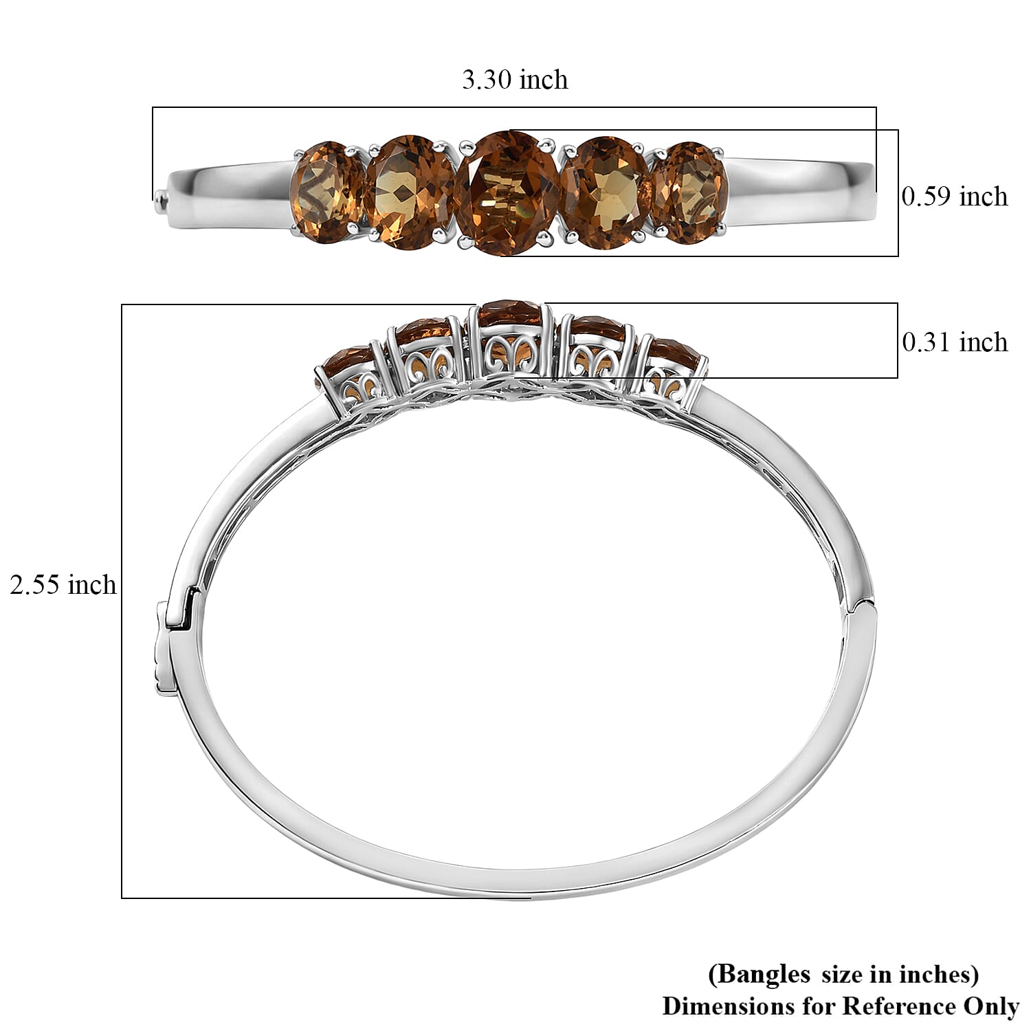 EverTrue Autumn Alexite 16.80 ctw Fireline Bangle Bracelet in Platinum Bond (7.25 In)