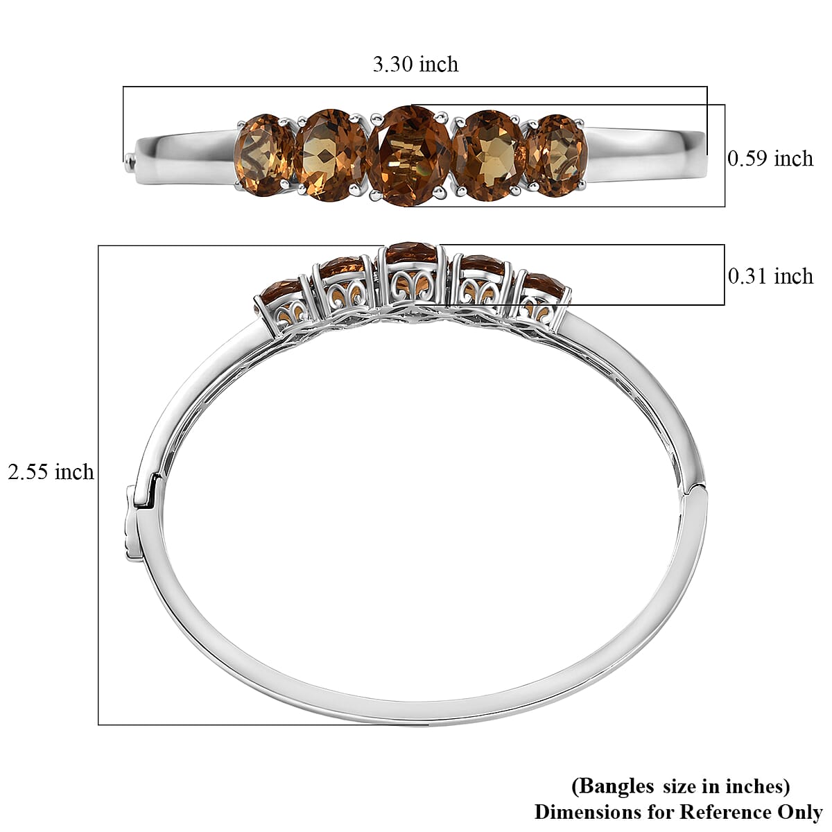 EverTrue Autumn Alexite 16.80 ctw Fireline Bangle Bracelet in Platinum Bond (7.25 In) image number 5