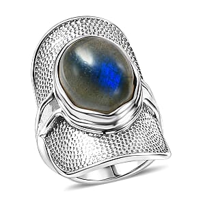 D'Joy Passport to Israel Artisan Crafted AAA Malagasy Labradorite 9.30 ctw Ring in Sterling Silver (Size 10.0)