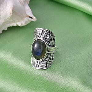 D'Joy Passport to Israel Artisan Crafted AAA Malagasy Labradorite 9.30 ctw Ring in Sterling Silver (Size 10.0)