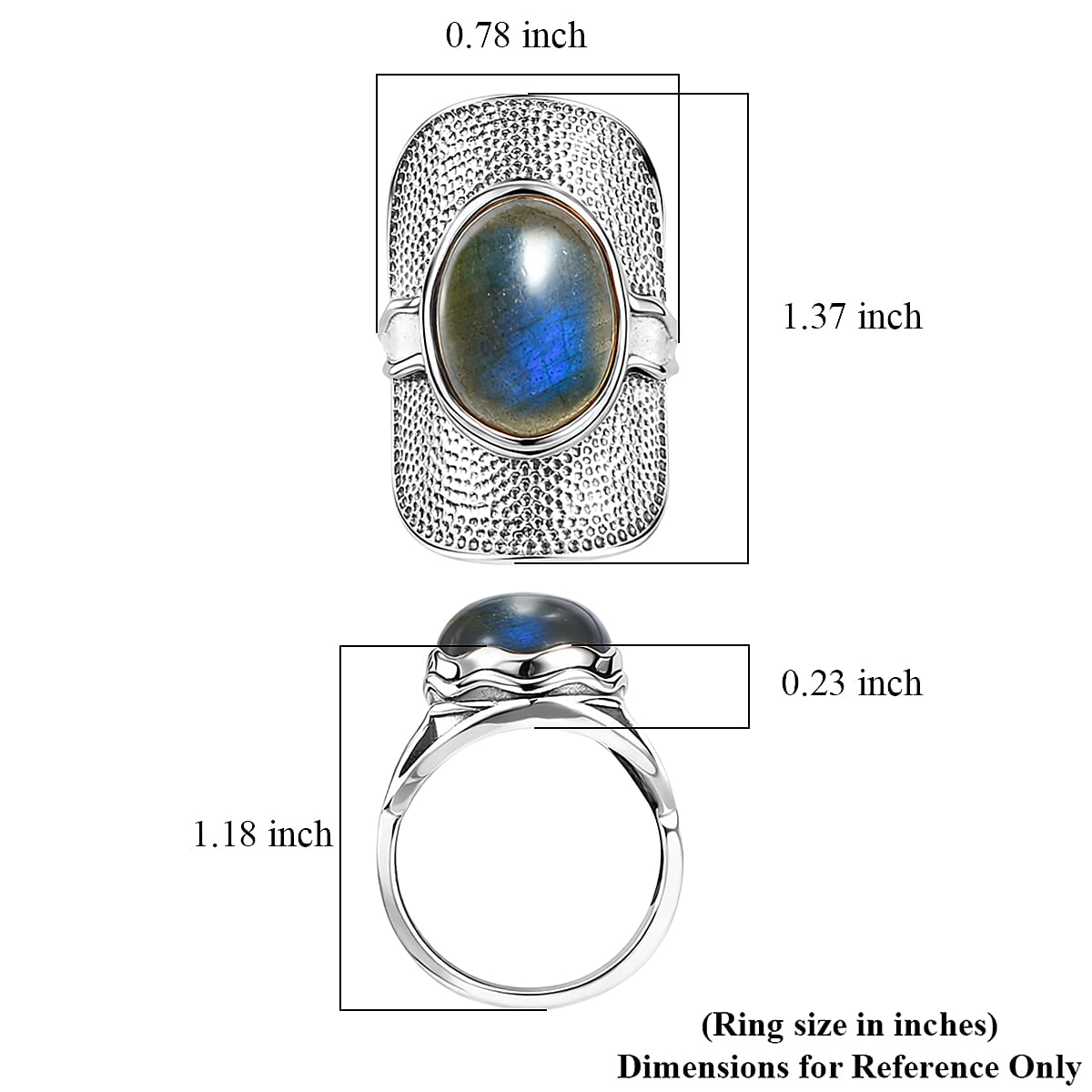 D'Joy Passport to Israel Artisan Crafted AAA Malagasy Labradorite 9.30 ctw Ring in Sterling Silver (Size 10.0) image number 5