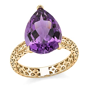 Mirage Collection Premium Lusaka Amethyst 4.90 ctw Solitaire Ring in 10K Yellow Gold (Size 6.0)