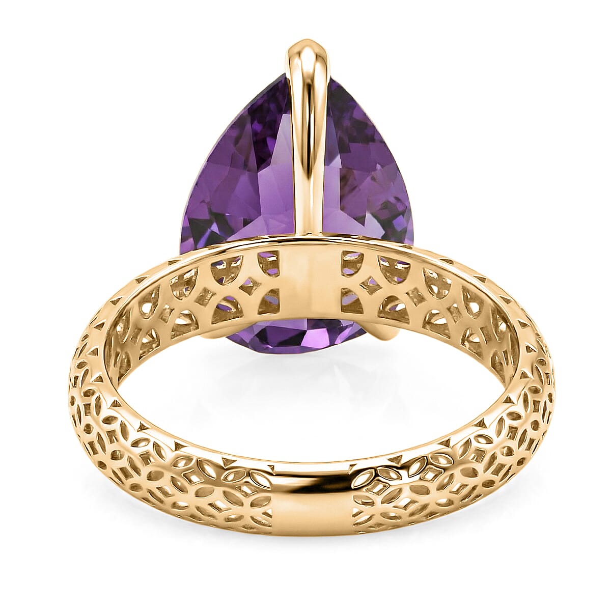 Mirage Collection Premium Lusaka Amethyst 4.90 ctw Solitaire Ring in 10K Yellow Gold (Size 6.0) image number 4