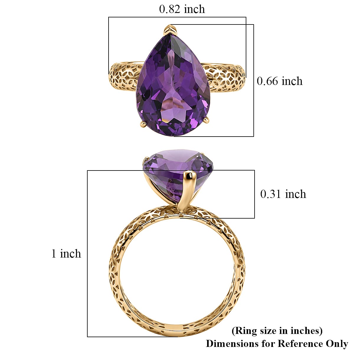 Mirage Collection Premium Lusaka Amethyst 4.90 ctw Solitaire Ring in 10K Yellow Gold (Size 6.0) image number 5