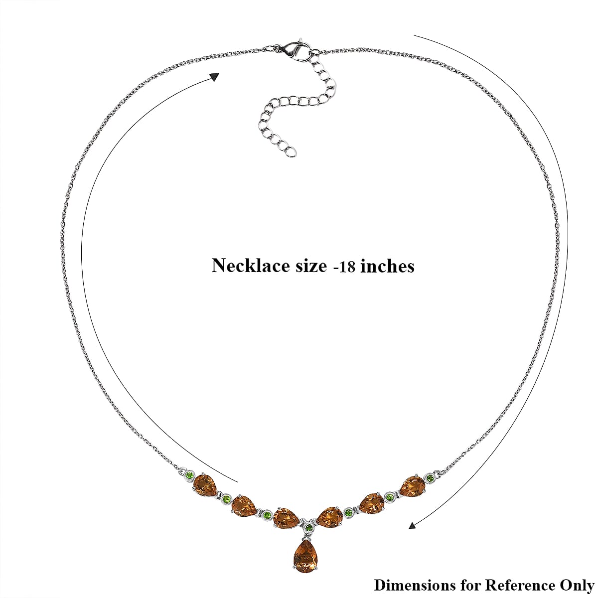 EverTrue Autumn Alexite and Chrome Diopside 8.35 ctw Harvest Flame Drop Necklace in Platinum Bond 18-20 Inches image number 5