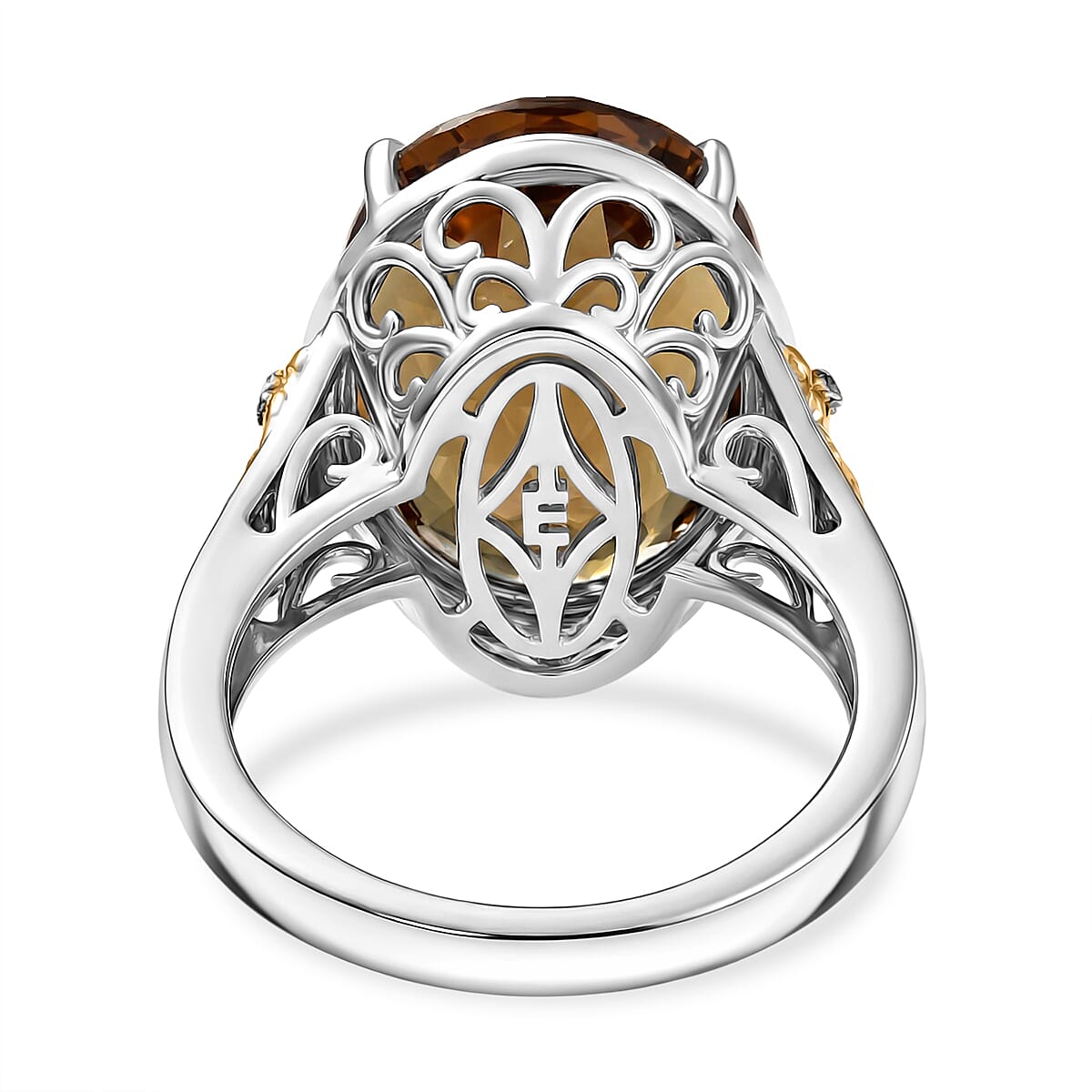 EverTrue Autumn Alexite and White Zircon 11.90 ctw Fallfire Solitaire Ring in 18K YG Plated and Platinum Bond (Size 10.0) image number 4