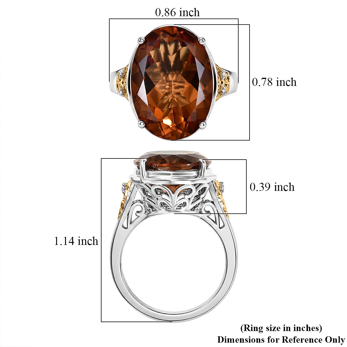 EverTrue Autumn Alexite and White Zircon 11.90 ctw Fallfire Solitaire Ring in 18K YG Plated and Platinum Bond (Size 10.0) image number 5