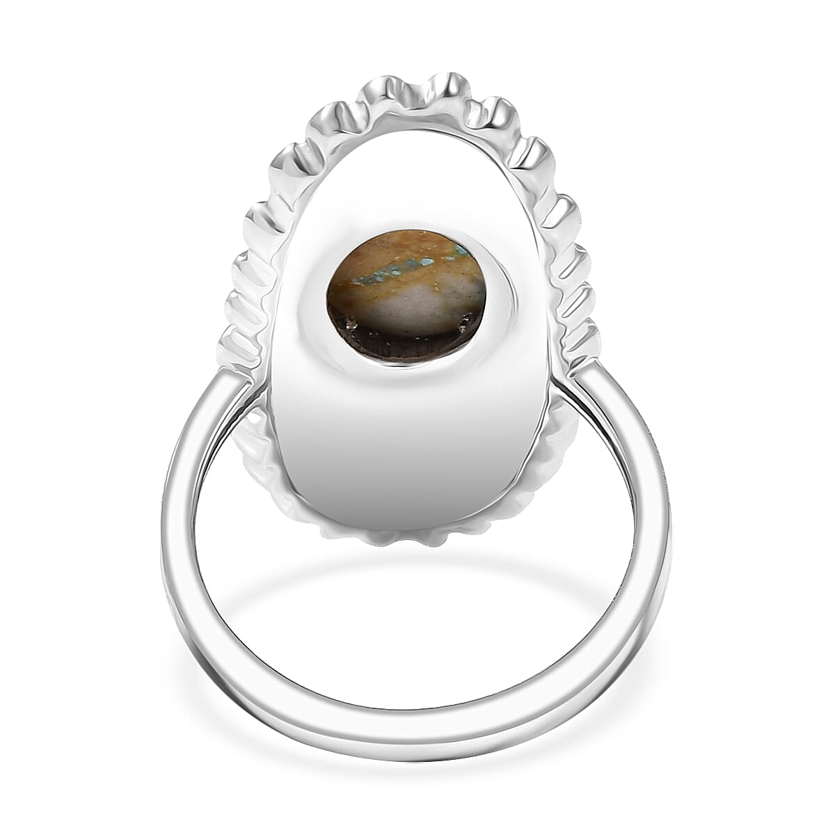 D'Joy Passport to Israel Artisan Crafted Royston Ribbon Turquoise 4.00 ctw Ring in Platinum Over Sterling Silver (Size 7.0) image number 4