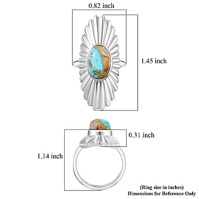 D'Joy Passport to Israel Artisan Crafted Premium Royston Ribbon Turquoise 3.75 ctw Ring in Platinum Over Sterling Silver (Size 7.0)